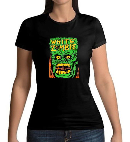 Playera White Zombie Get Up And Kill Mujer