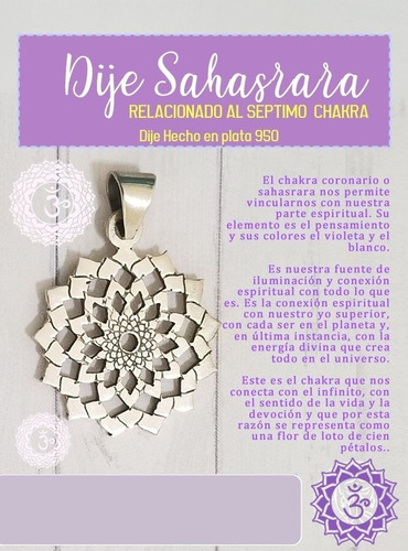 Dije Sahasrara 7mo Chakra Hecho En Plata 950