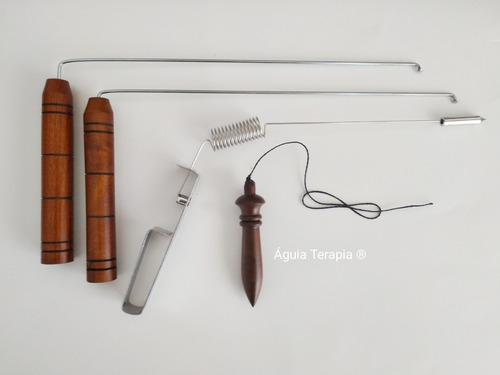 Imagem 1 de 6 de Kit Dualrod + Aurameter Cromado Pendulo Egipio Radiestesia
