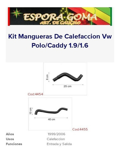 Imagen 2 de 2 de Kit Mangueras Calefaccion Vw Polo Caddy Nafta Diesel