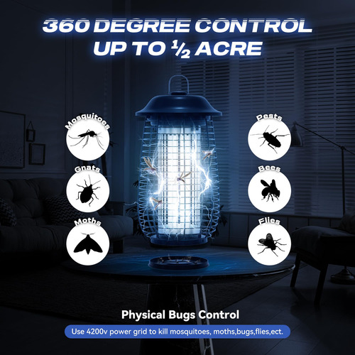Exterminador Eléctrico De Insectos Para Interiores Y Exterio Negro