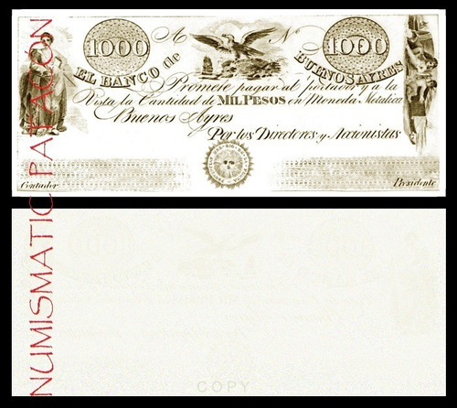 Billete 1000 Pesos Provisional 1827 Buenos Aires - Copia 336