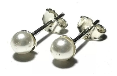 Aros De Plata Perla Perlita Mujer Niña 3mm Clásicos