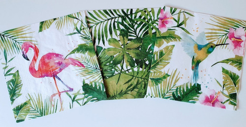 Servilletas Decoupage Tropical Flamenco Colibri Laura Craft