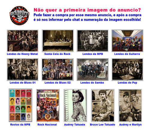 Quadro Arte Lendas Do Rock Nacional Com Moldura A2 60x42 Cm
