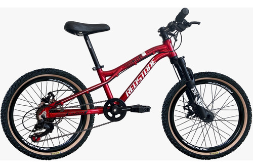 Bicicleta Infantil Aro 20 7v Redstone Alpha G Mtb Shimano Cor Branco/Vermelho