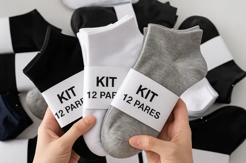 Kit 12 Pares De Meias Cano Médio Unissex Confortável