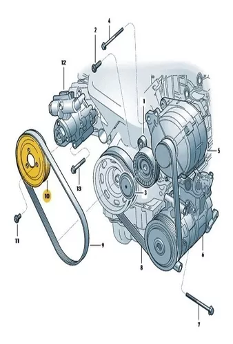 Polia da Bomba de Direção Hidráulica Volkswagen Novo Gol / Voyage