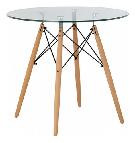 Mesa Eames 80cm Redonda De Vidrio