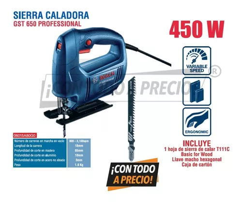 Sierra Caladora Bosch Profesional Ligera 450 W Gst 650