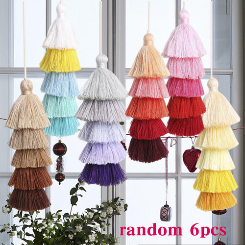 6 Piezas Coloridas Boho Borlas Monedero Bolso Encantos