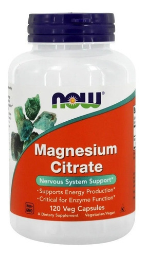 Magnesio Citrato (mg) Now 120 Capsulas Veganas
