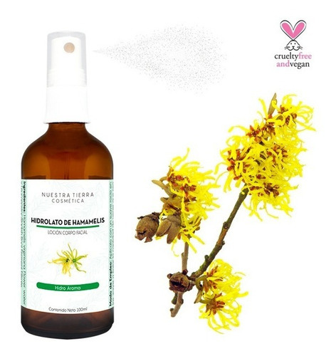 Imagen 2 de 3 de Hidrolato De Hamamelis Orgánico- Astringente-120ml Tipo De Piel Todo Tipo De Piel