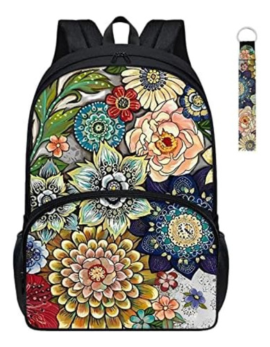 Porclay Mochila Boho Floral Niñas Escuela Primaria Mandala