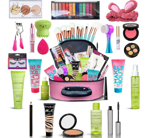 Imagem 1 de 7 de Kit Maleta De Maquiagem + Skin Care Ruby Rose Cuidado Facial