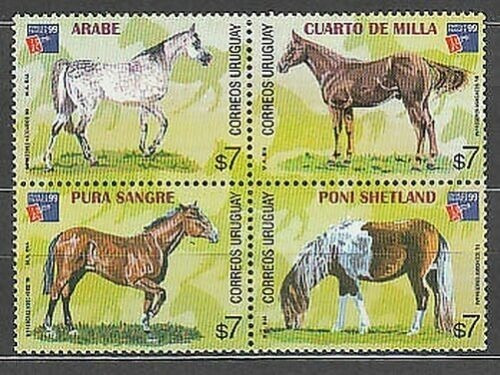 1999 Fauna- Razas Caballos - Uruguay (sellos) Mint