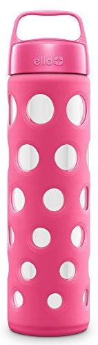 Ello Pure Bpa-free Botella De Agua De Vidrio Con Tapa, Pink 