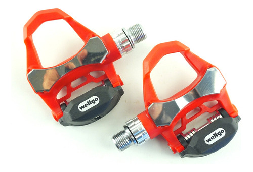 Pedales Wellgo R168 Con Traba Rosca 9/16 Rojo Ruta Ciclismo