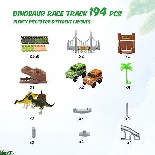 Eaglestone Dinosaur Toys Race Car Track194 Piezas Para Niño 