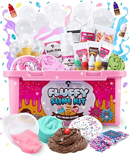 Original Stationery Fluffy Slime Kit Para Niñas Todo En Una