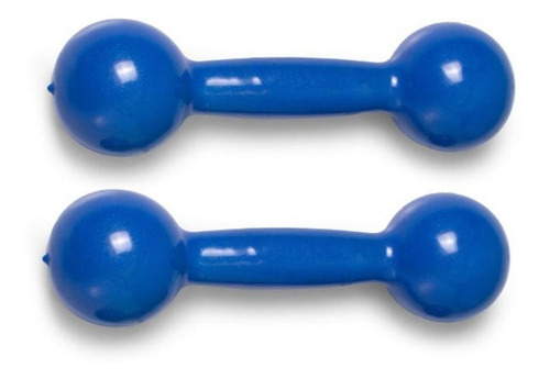 Par Halter Bola Emborrachado Peso 2kg Exercicío Em Casa Cor Azul