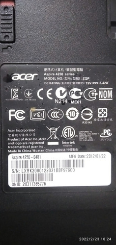 Laptop Acer Aspire 4350-0481 Series (Usado)