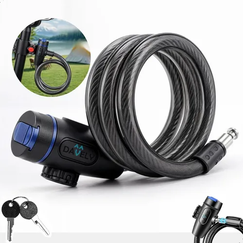 Trava Segurança Cadeado Para Bicicleta Com Suporte Chave Corrente...