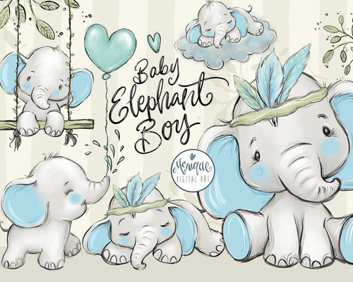 Papeles Digitales #01 - Baby Elephant Boy - Clipart