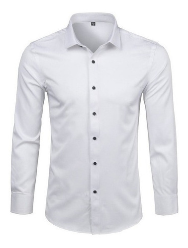 Camisa De Vestir De Fibra De Bambú Para Hombre, Color Liso,