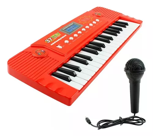 Teclado Piano Infantil Som Animais Da Fazenda Brinquedo vermelho