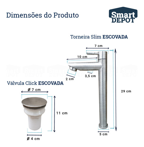 Cuba Completa Slim Louça C/ Torneira Escovada E Válvula