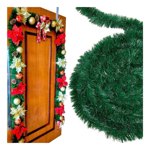 Imagem 3 de 4 de Festão Verde De Natal - 5m. Festão Fougeron Quadruplo Ffq-10