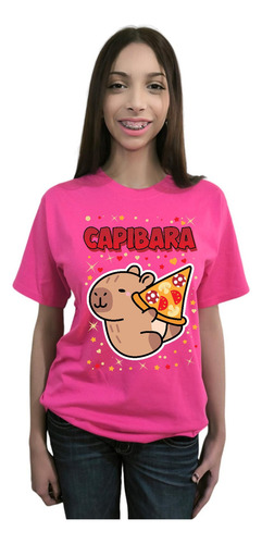 Polera Manga Corta Capibara Pizza Cod 001