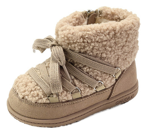 Botas Para Niños Con Suela Suave Gris Camel, Zapatos De Invi