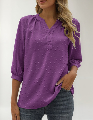 R Blusa Casual Con Botones De Gasa Para Mujer 0162