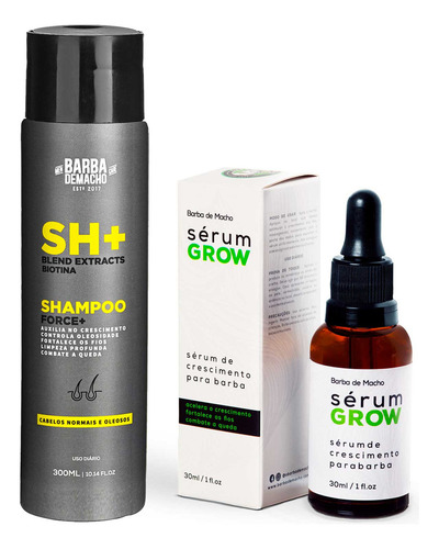 Kit Antiqueda Shampoo Sh Force+ E Sérum Grow Cresce Cabelo