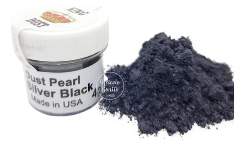 Colorante Comestible Perlado Silver Black Negro  King Dust