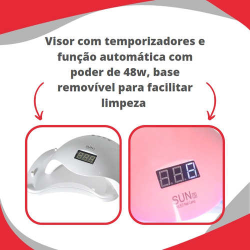 Cabine Led Uv Sun One 5 Digital Com Timer Sensor Bivolt 48w