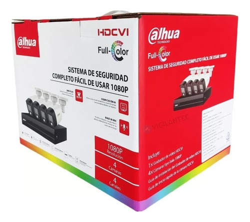 Kit Full Color 4 Cámaras Microfono 1080p 2mp P2p Dahua