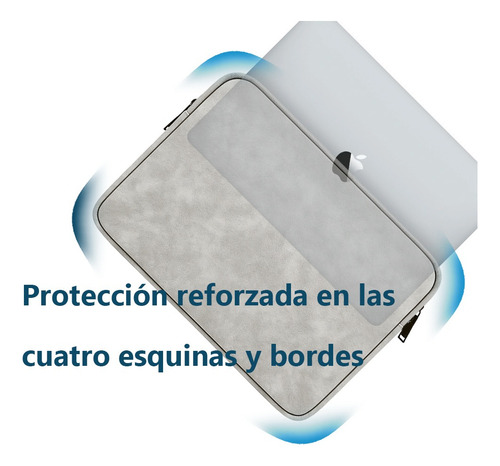 Funda Protectora Laptop Impermeable Alta Calidad Pu Piel Gris Oscuro 14 Pulgadas