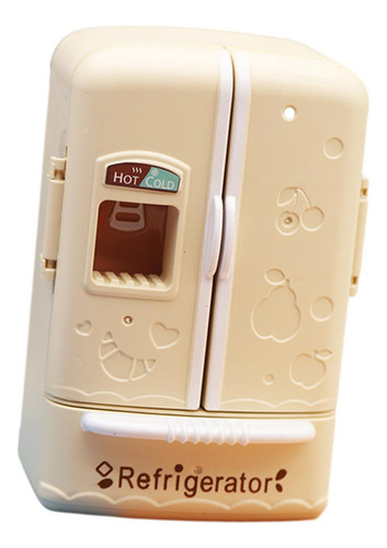Muebles De Refrigerador De Doble Puerta En Miniatura Beige
