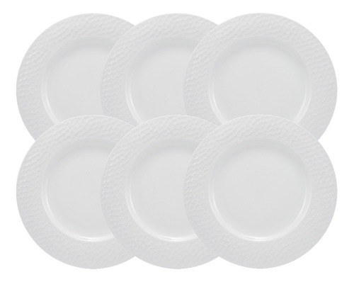 Jogo De Mesa Jantar Prato Raso Artico Porcelana 6 Pcs