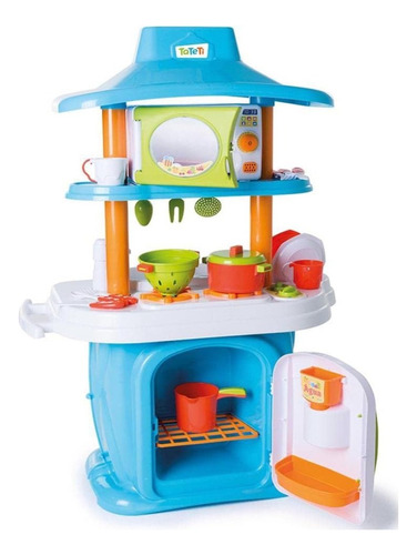 Cozinha Infantil Grande Completa Água Som Acessórios Cor Azul