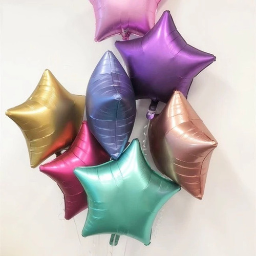 Globo De Estrella De Foil Metalizado Matte De 18inch 5 Ud