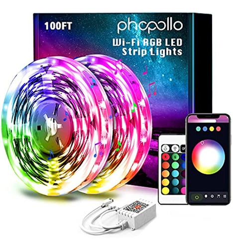 Phopollo Smart Wifi 100ft Led Lights Sync With Music, Compat