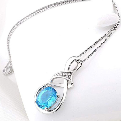 Imagen 2 de 3 de Collar Con Colgante De Plata De Ley Con Topacio Azul Fr7g