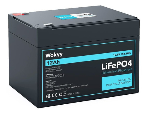 Wokyy Batería Lifepo4 De 12 V Y 12 Ah, Batería Recargable De