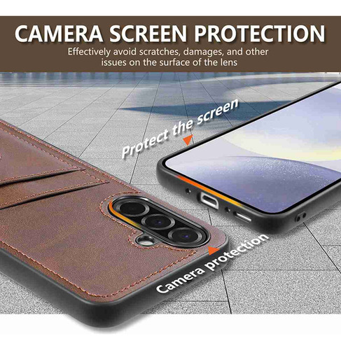 Funda De Piel Sintética Con Ranura Para Tarjetas Para Samsung Galaxy A05s A06 A13 A14 A15 A16 A23 A25 A26 A33 A34 A35
