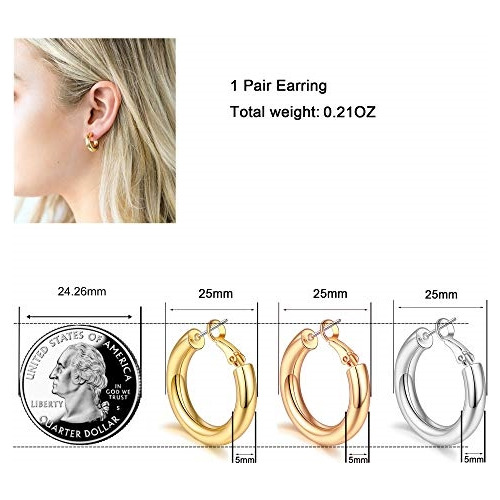 Aretes De Aro De Oro Grueso Para Mujer Con Poste De Plata