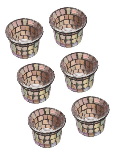 Portavelas De Vidrio, 6 Piezas, Candelabro Sólido En Mosaico